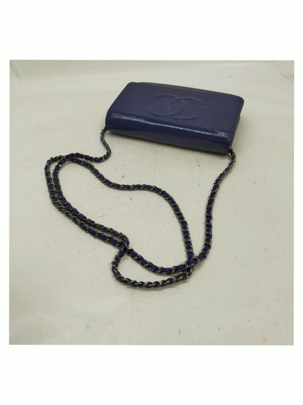 Authentic Chanel CC Caviar Wallet On Chain WOC Blue Leather Bag - Picture 6 of 16